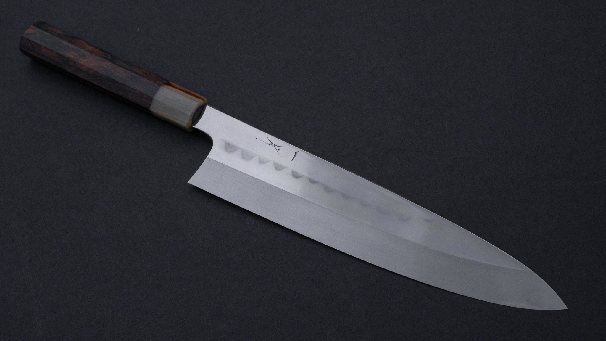 Hitohira Togashi Kambei White #1 Mizu Honyaki Gyuto 240mm Japanese Chef Knife - Premium Ziricote Wood Handle with Saya Scabbard (#001) - Perfect for Professional Chefs & Home Cooking Enthusiasts