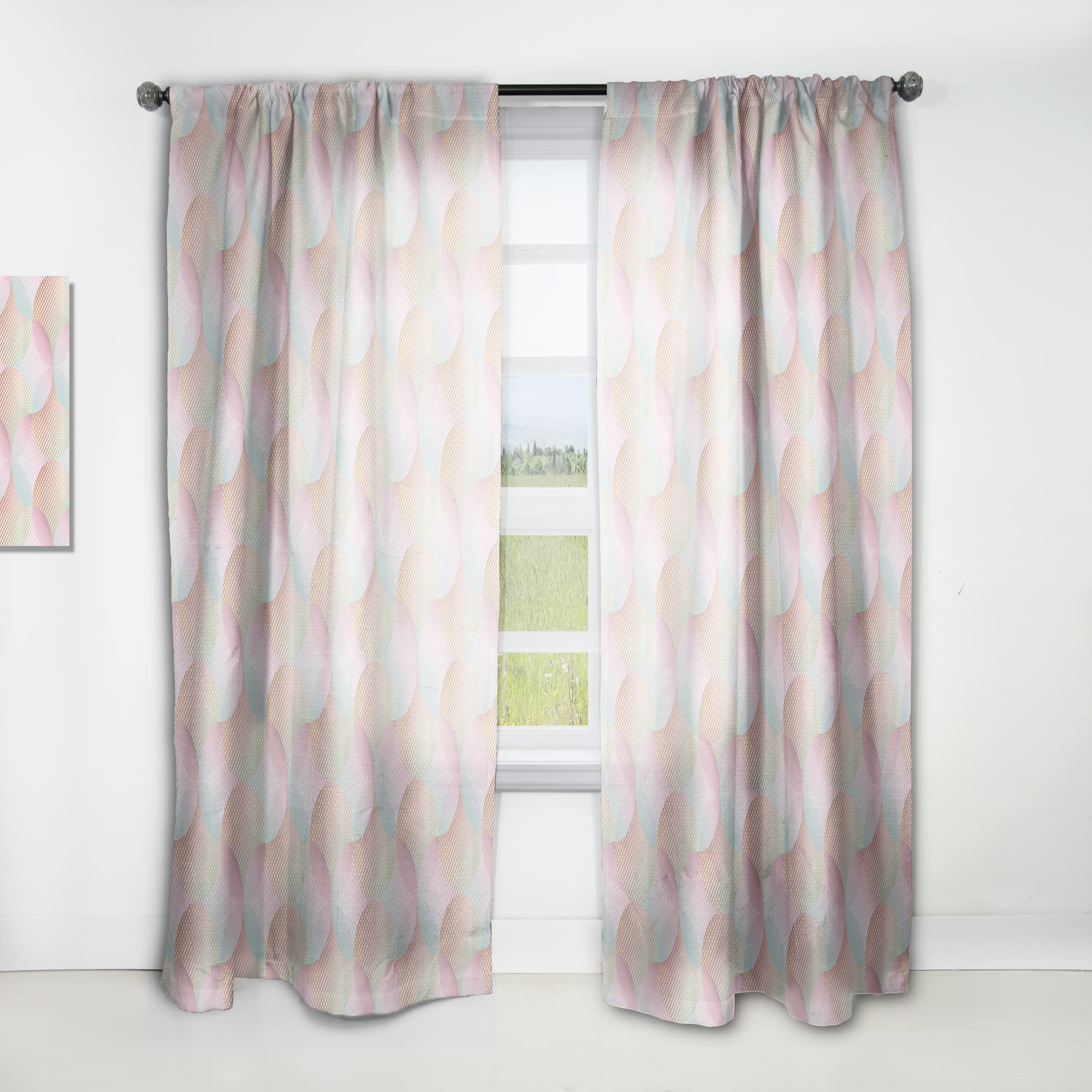DesignQ Abstract Retro Pattern VII Thermal Insulated Curtains - Single Panel 52x120 - Perfect for Bedroom & Living Room Blackout Drapes