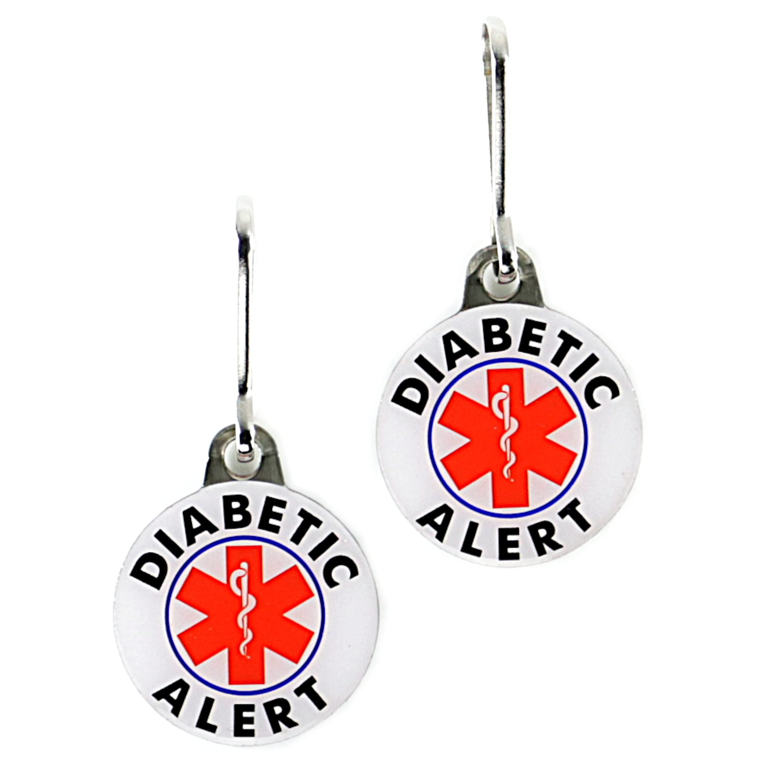 Diabetic Alert Medical ID Tags - Double Sided All Metal Bracelet (2 Piece Set) for Emergency Health Identification & Diabetes Awareness