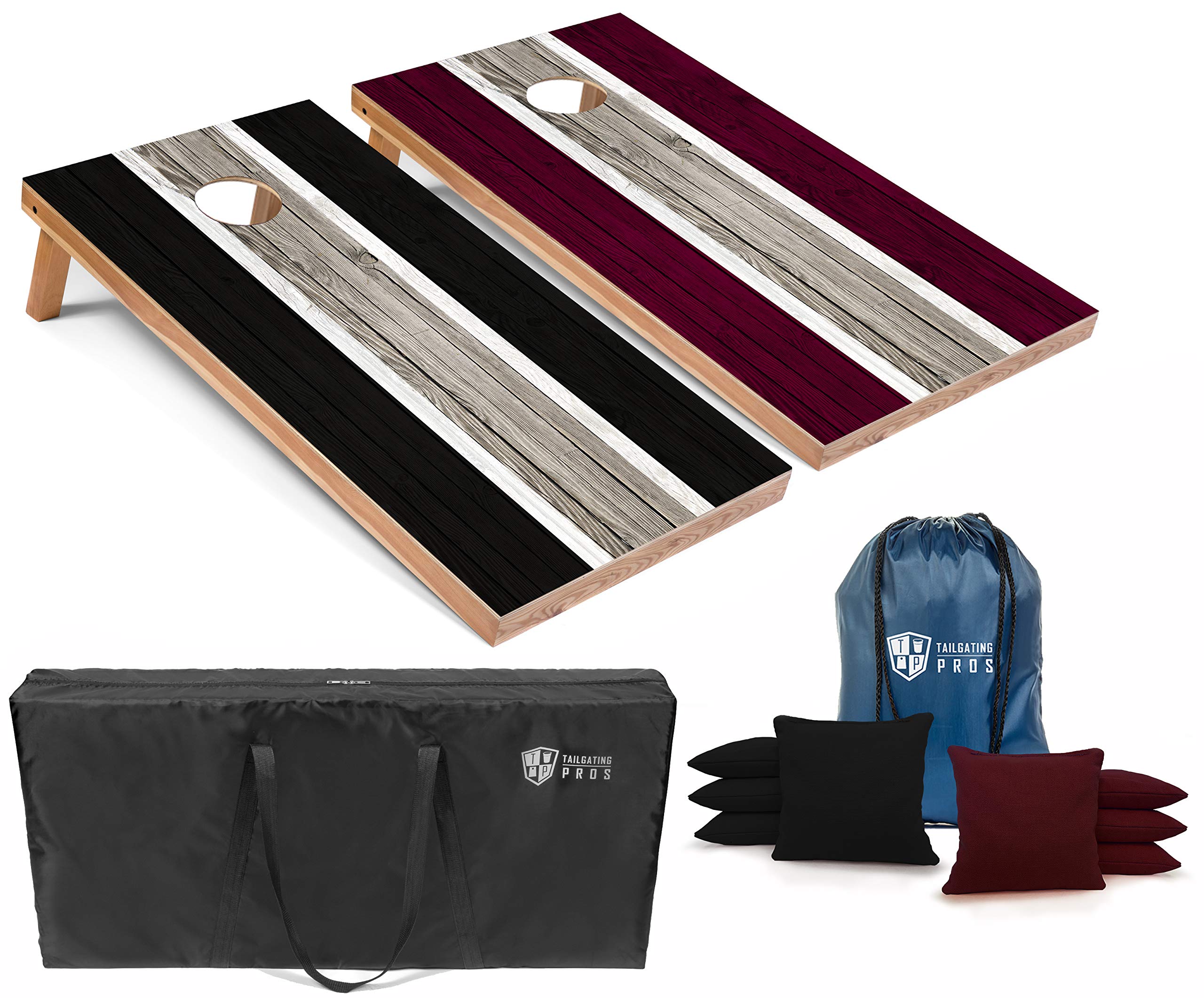 Premium LED Cornhole Board Set - 4'x2' Regulation Size with Lightweight Design, Striped Boards, LED Ring Lights, 8 Bean Bags & Carrying Cases - Perfect for Tailgating, Backyard Parties, and Outdoor Games