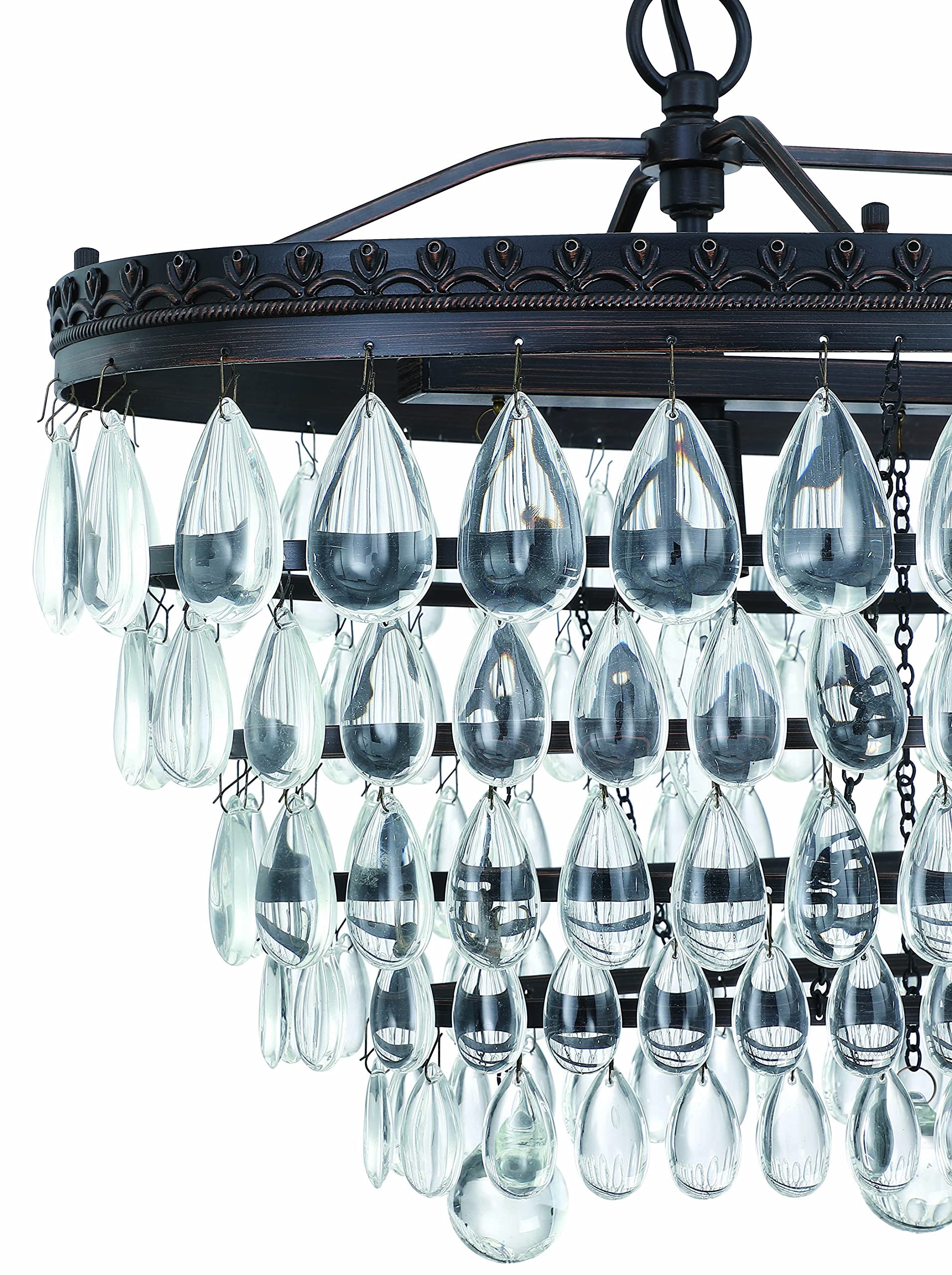 4-Light Oil Rubbed Bronze Chandelier with Crystal Accents - Elegant Dining Room Lighting Fixture for Home Decor
