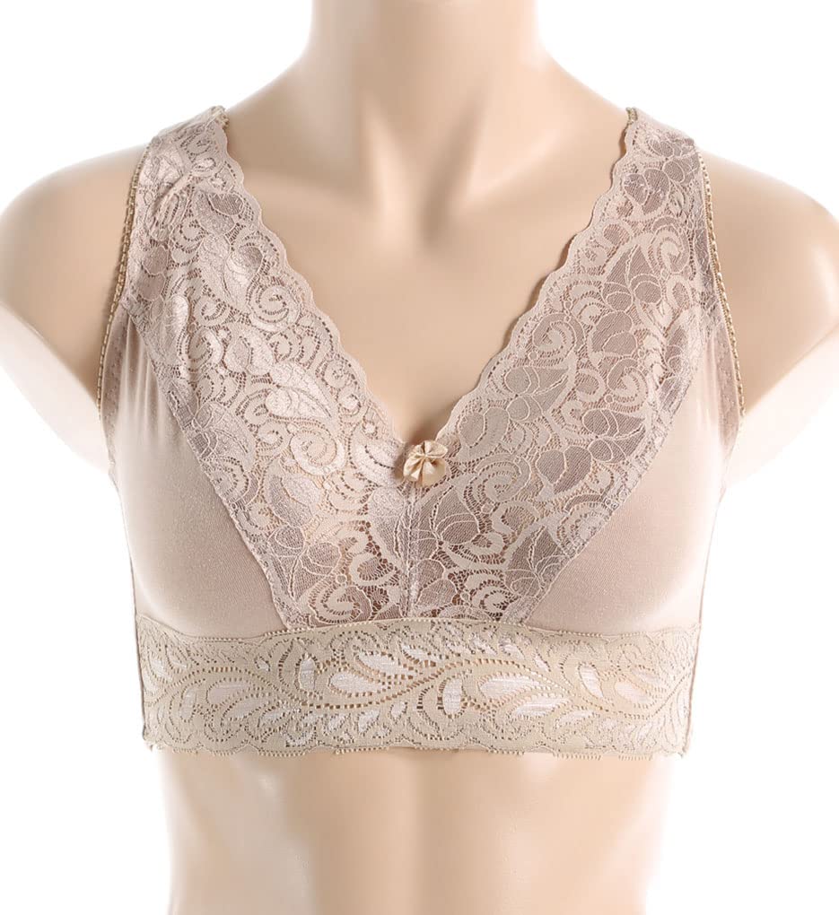 Valmont Women's Lace Bralette - Comfortable Wireless Leisure Bra with Back Hook Closure for Yoga, Sleep & Lounge Wear