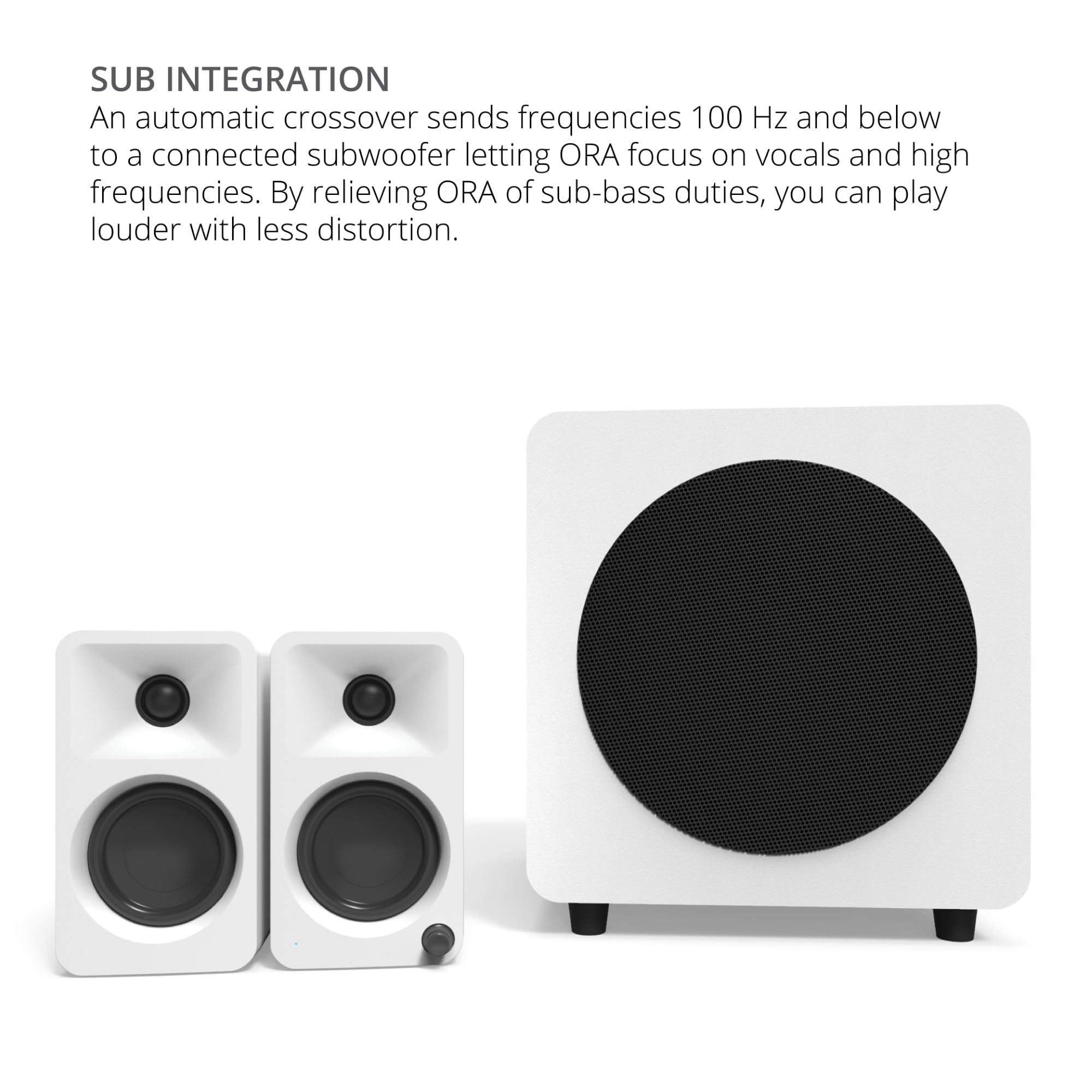 Kanto ORAMW 100W Bluetooth 5.0 Computer Speakers with USB-C Input - Bi-Amplified Studio Monitor for PC, Mac, Gaming & Home Audio - High Fidelity Sound with 100Hz Auto Crossover - Perfect for Work, Music & Entertainment (White, Pair)