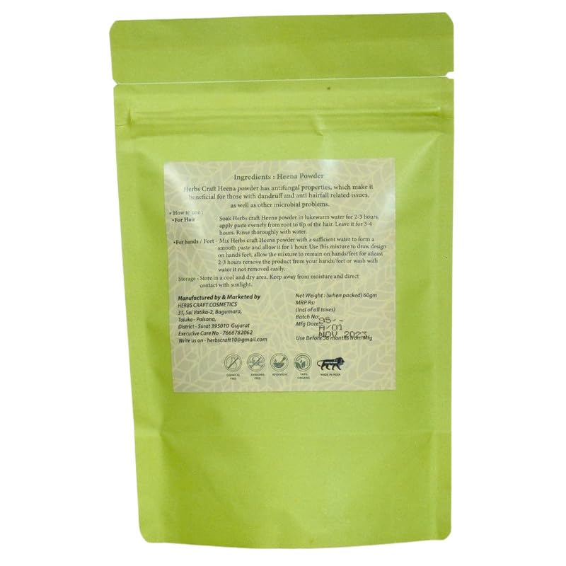 Natural Herbs Craft Henna Powder for Silky Hair & Hair Care | 100% Pure Mehendi Powder for Hair Coloring & Conditioning | Perfect for DIY Hair Treatments, Bridal Prep & Holi Festival