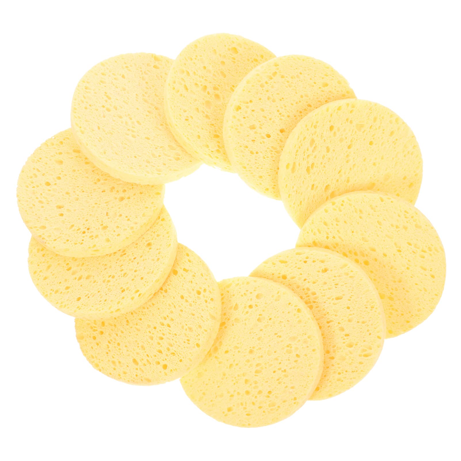 Lurrose 10pcs Round Makeup Sponges - Natural Facial Cleansing & Exfoliating Sponge Pads for Makeup Removal, Cosmetic & Spa Use | Perfect for Daily Skincare, Professional Makeup Application & Gentle Exfoliation