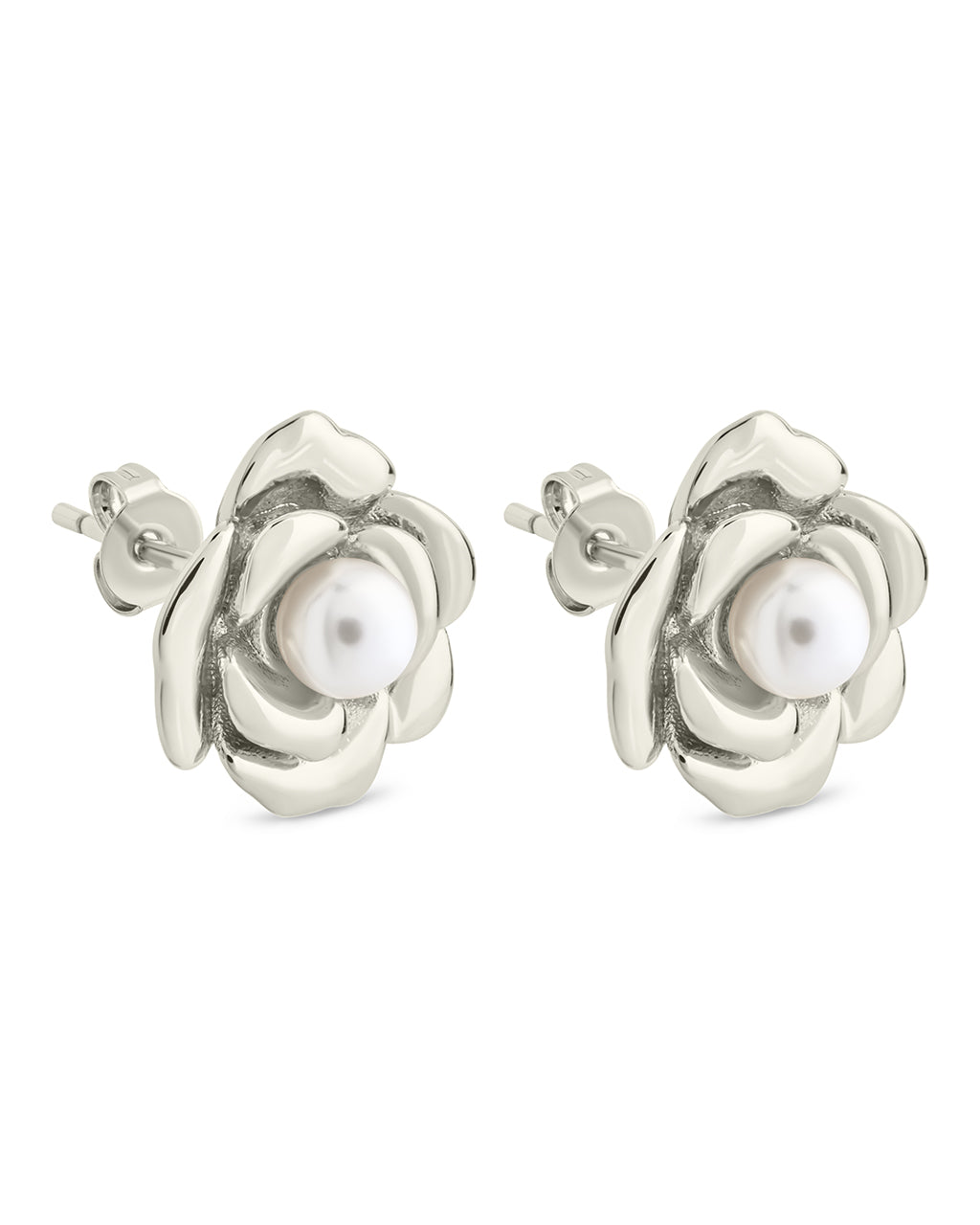 Rosa Pearl Flower Stud Earrings for Women - Elegant Floral Pearl Earrings for Daily Wear, Wedding, Party & Gift Giving