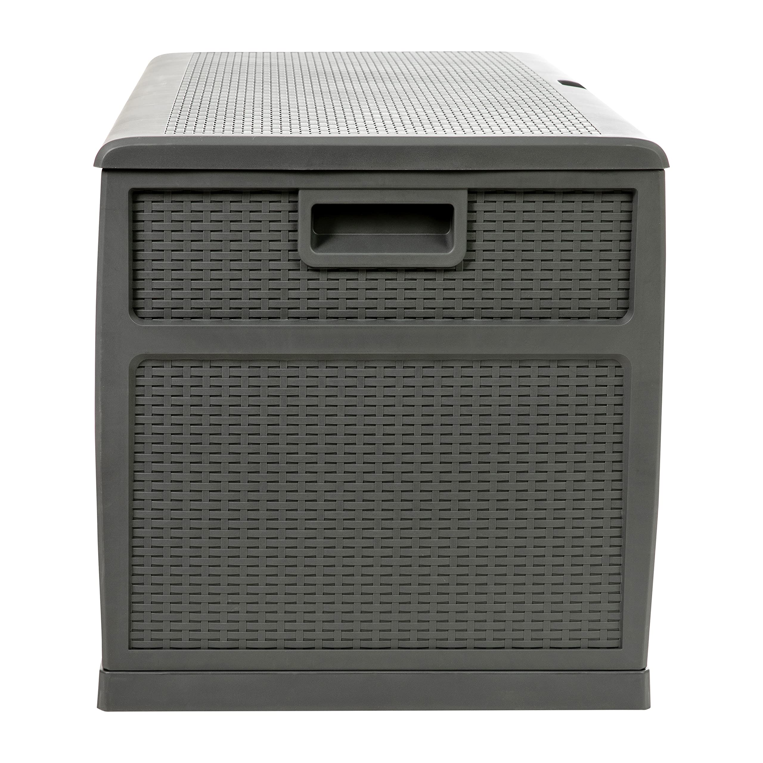 EMMA + OLIVER 120 Gallon Gray Plastic Deck Box - Outdoor Patio Storage Solution for Cushions, Pool Toys & Garden Tools | Perfect for Backyard, Deck & Poolside Organization