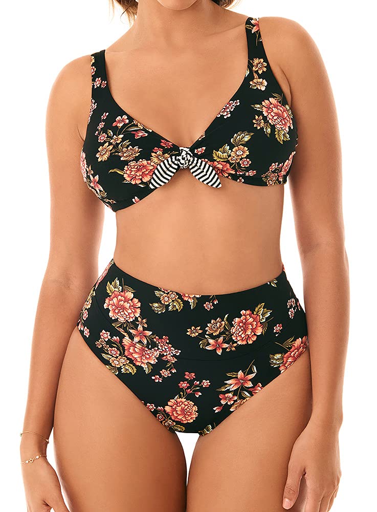 Skinny Dippers Women's St. Tropez Removable Cup Bralette Bikini Top - Adjustable Tab Front Swimwear for Beach, Pool & Vacation | Plus Size Friendly