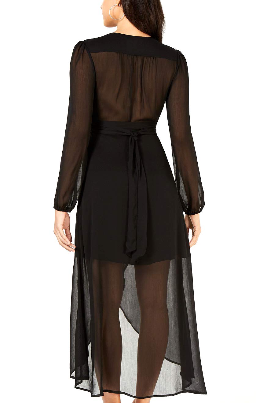 Leyden Long Sleeve Wrap Dress - Black Size L for Office & Evening Wear