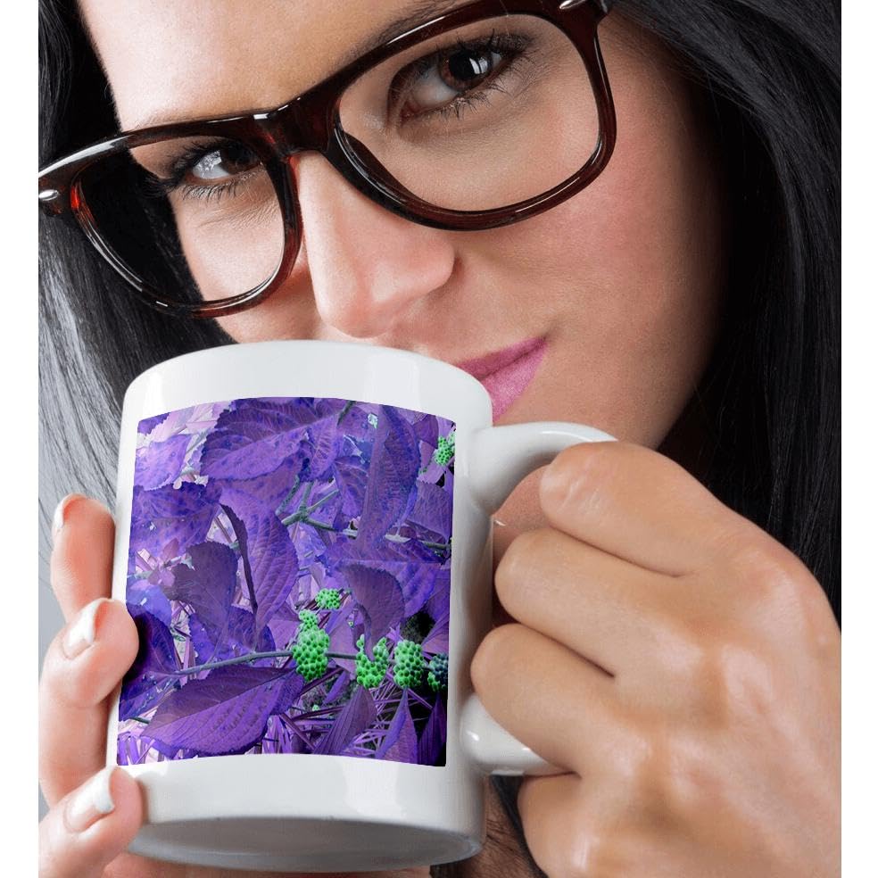 3D Rose Purple Leaves Ceramic Coffee Mug - 11 oz, Perfect for Home, Office & Gifts - Microwave & Dishwasher Safe