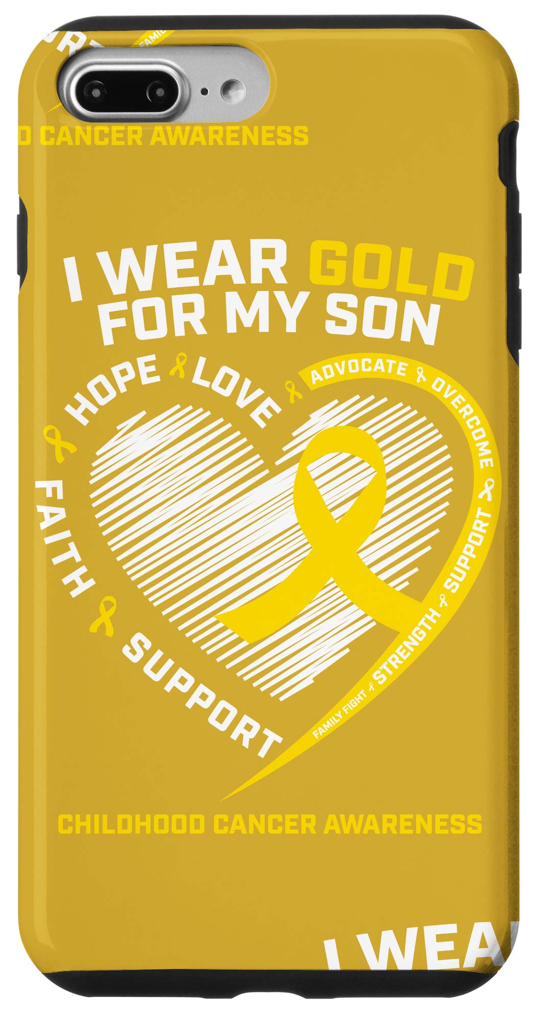 iPhone 7 Plus/8 Plus Gold Childhood Cancer Awareness Phone Case - Durable Protective Cover for iPhone 7 Plus & 8 Plus - Perfect Gift for Kids, Parents & Cancer Supporters