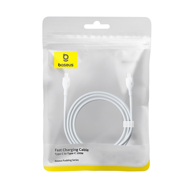 Baseus 100W Fast Charging USB C to USB C Cable 2M (6.6ft) - PD 3.0 Quick Charge for MacBook Pro/Air, iPad Pro, Galaxy S23/S22, Pixel 7 - Durable Braided White Cable for Home, Office & Travel