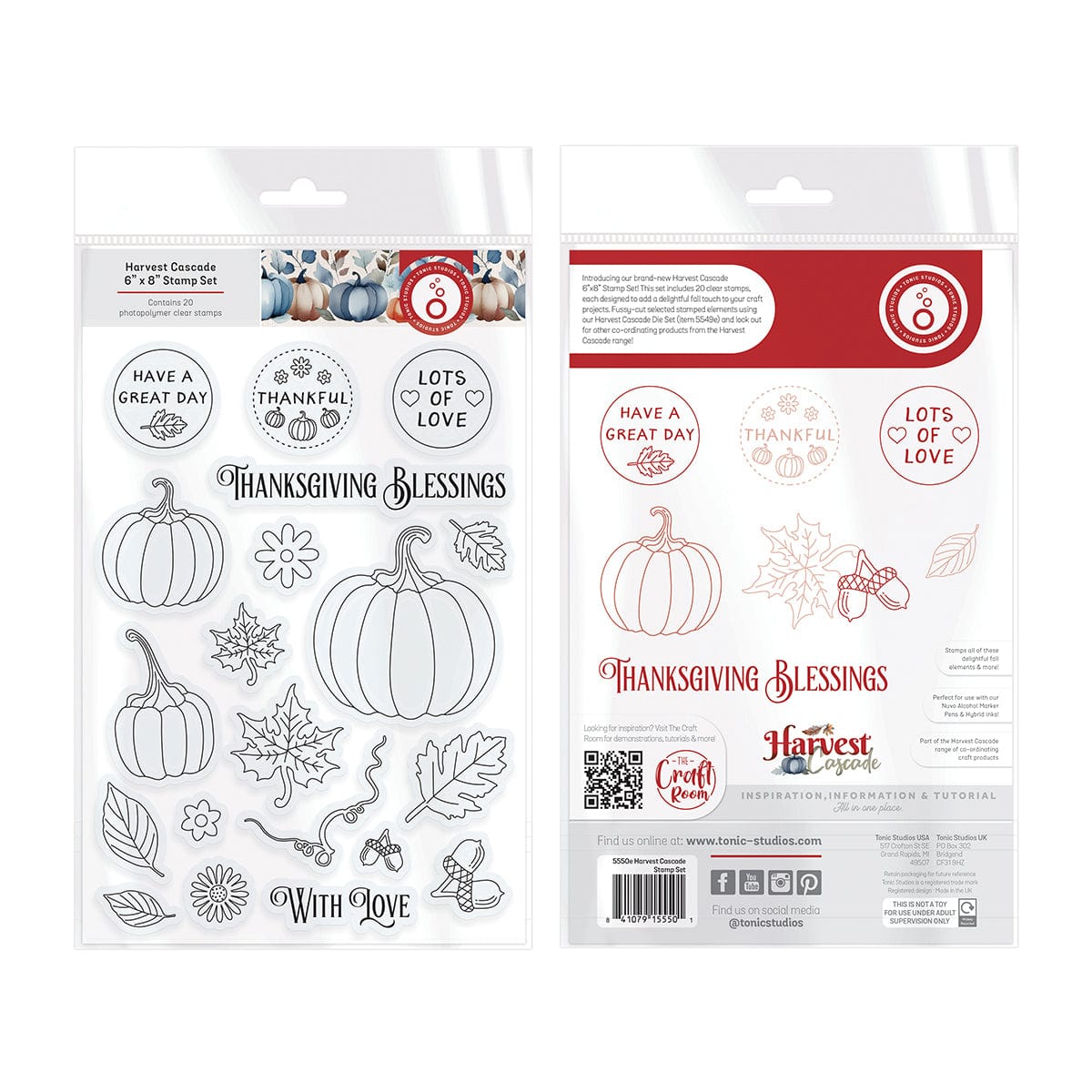 Harvest Cascade Stamp Set 5550e - DIY Scrapbooking, Card Making & Crafting Supplies for Fall & Thanksgiving Decorations
