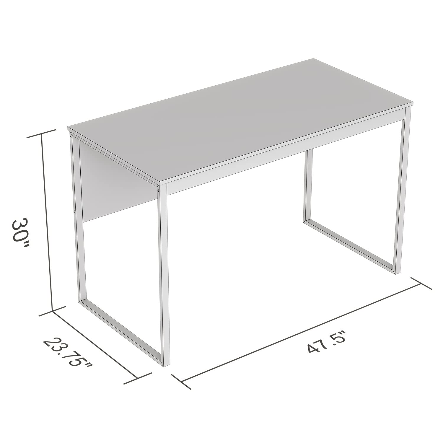 Safdie & Co. 47.25 Inch Black Metal Computer Desk in Dark Taupe - Modern Home Office Desk for Work, Study & Gaming