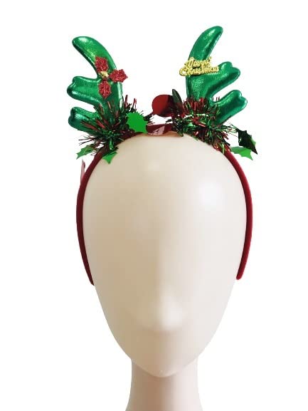 Festive Christmas Red & Green Sequin Headbands with Big Bows – Perfect for Holiday Parties, Christmas Photos & Festive Celebrations (BGR)