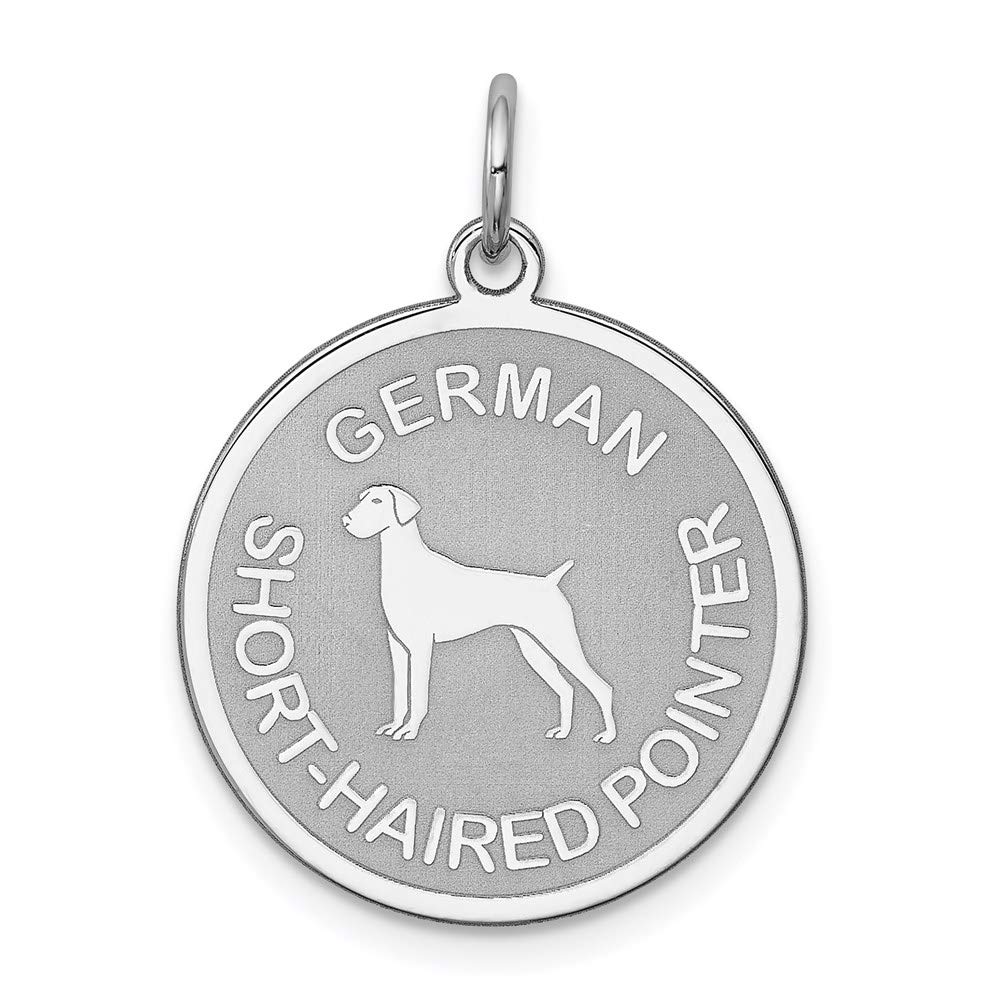 German Shorthaired Pointer Dog Pendant - 19mm Sterling Silver Laser Etched Black Bow Charm Necklace for Pet Lovers | Perfect Gift for Dog Owners & Hunting Enthusiasts