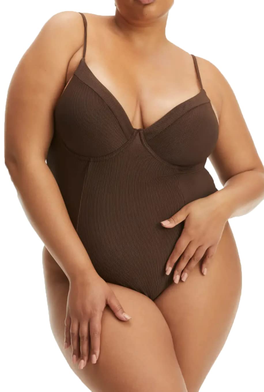 Good American Women's Show Off Underwire One-Piece Swimsuit - Sexy High Cut Bathing Suit for Beach, Pool & Vacation | Tummy Control Swimwear with Adjustable Straps