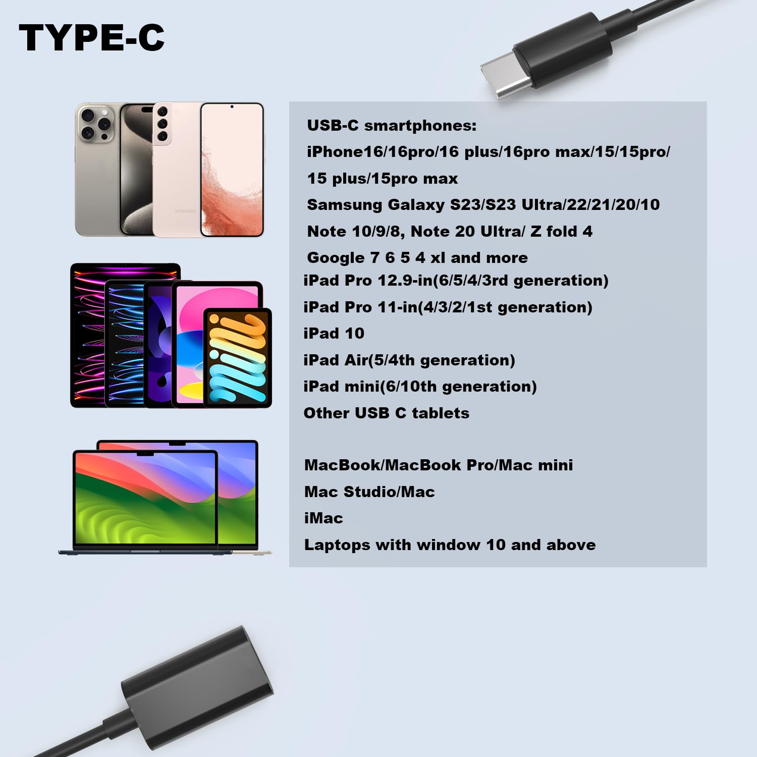 USB C to Lightning Adapter for iPhone 16/16Pro/15/15 Pro Series, iPad Pro & MacBook Pro - Fast Charging & Data Sync - Perfect for Travel, Office & Home Use