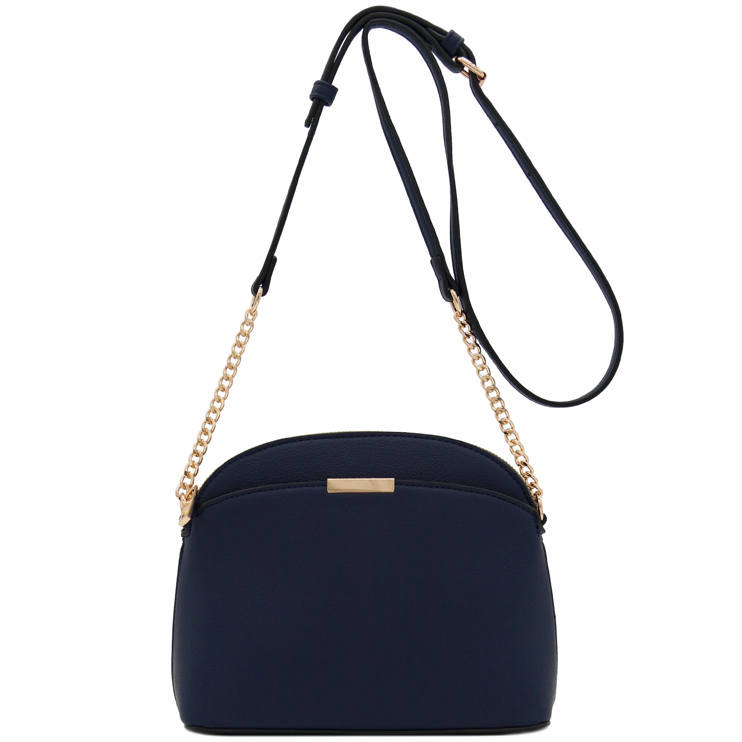 Stylish Faux Leather Small Dome Crossbody Bag with Adjustable Chain Strap - Perfect for Women's Daily Use, Travel & Evening Outfits