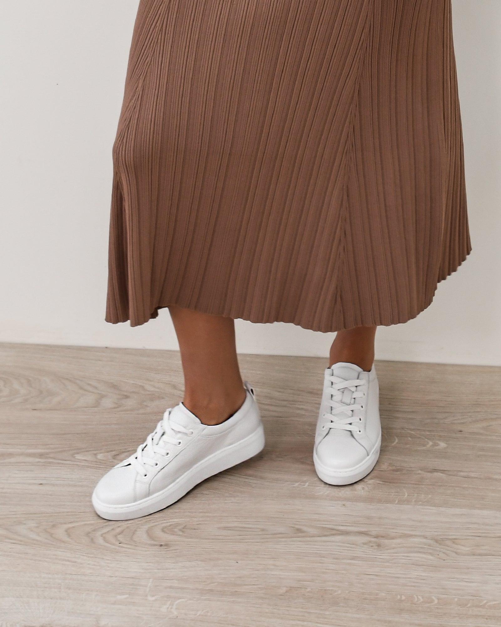 HILDA Women's White Leather Sneakers - Comfortable Casual Shoes for Walking, Running & Everyday Wear