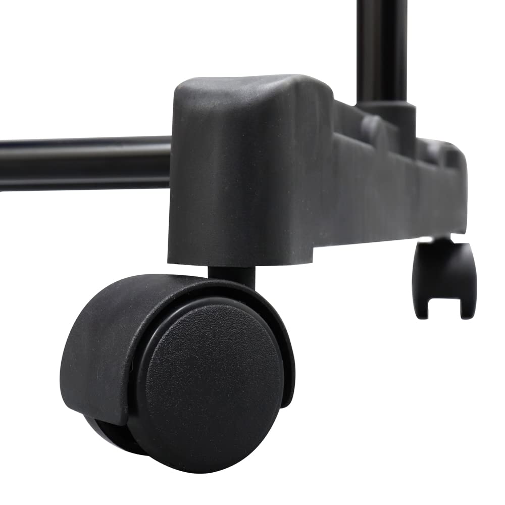 Adjustable Garment Rack with Wheels - Heavy Duty Metal Clothing Rail Organizer for Closet, Laundry Room & Retail Store - Black (Model 11-021)