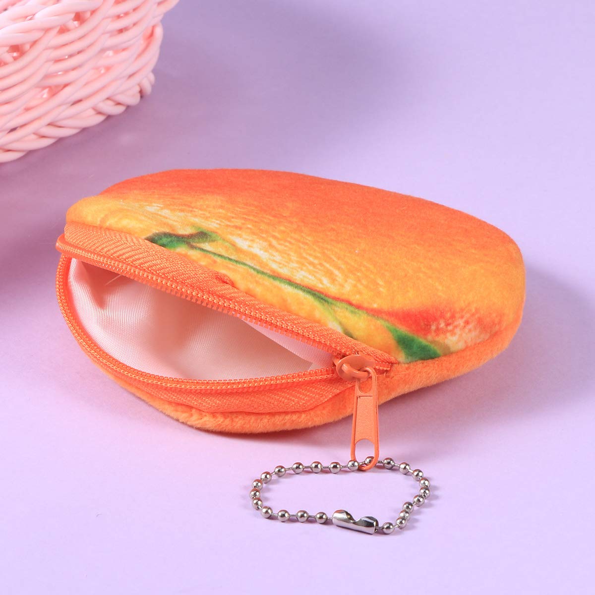 Mini Zip Around Wallet for Women - Cute Orange Fruit Coin Purse Keychain Pouch, Cartoon Style Kids Wallet & Keychain Organizer | Perfect for Everyday Use, Travel, Gifts & Organizing Small Items