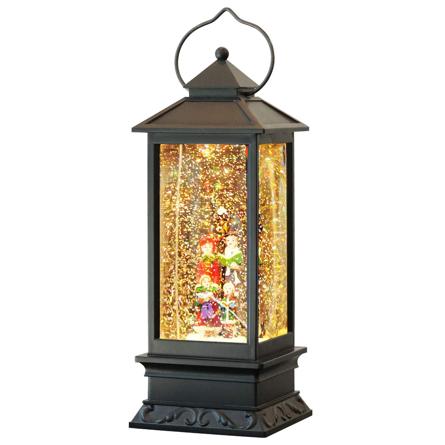 Wondise 12-Inch Christmas Musical Snow Globe Lantern with Timer - USB & Battery Powered Spinning Water Glitter Decor (Choir) - Perfect for Holiday Home Decor, Gift Giving & Christmas Party Centerpieces