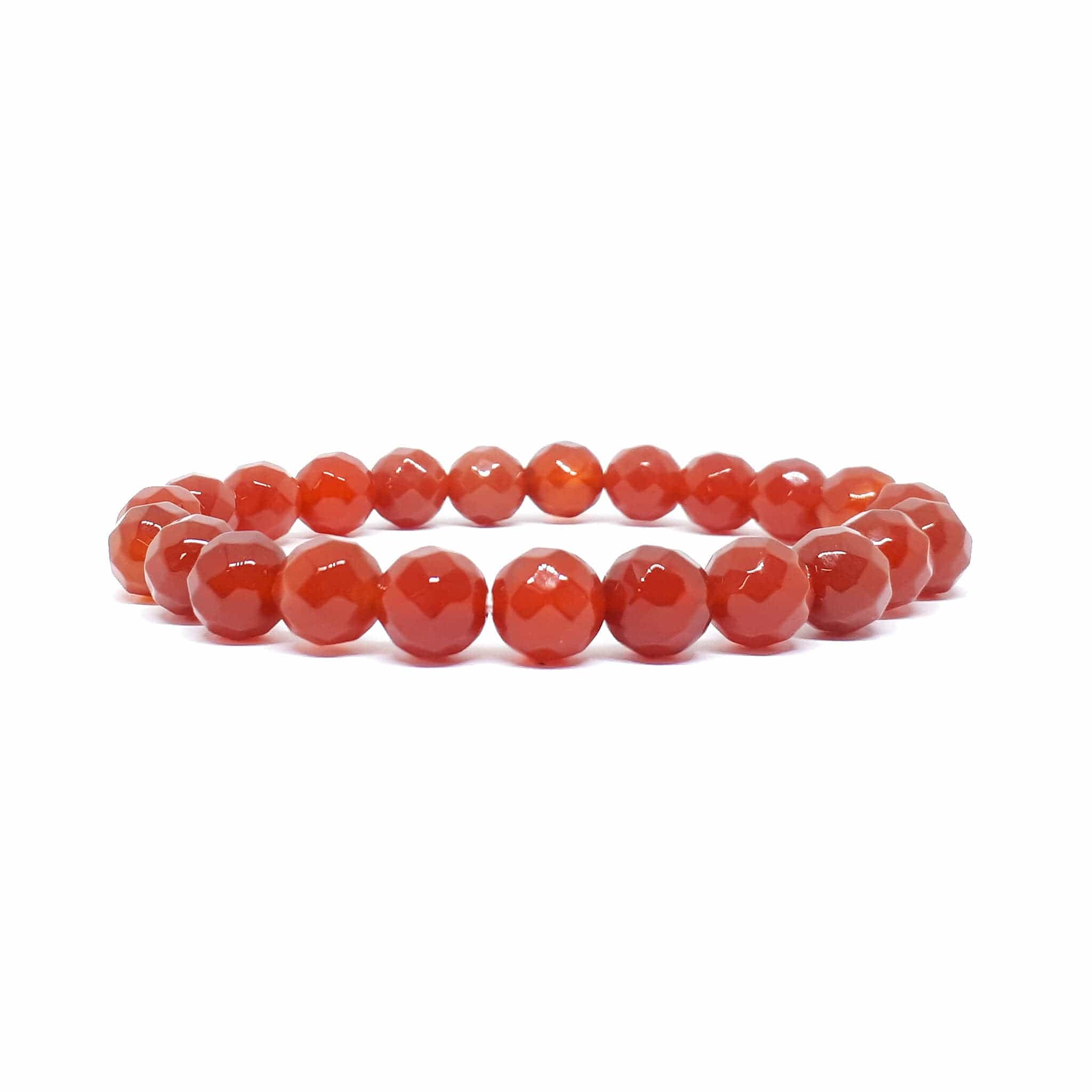 Natural Carnelian Faceted Bead Stretch Bracelet for Women - Healing Crystal Jewelry for Energy, Confidence & Success - Perfect for Yoga, Meditation & Everyday Wear