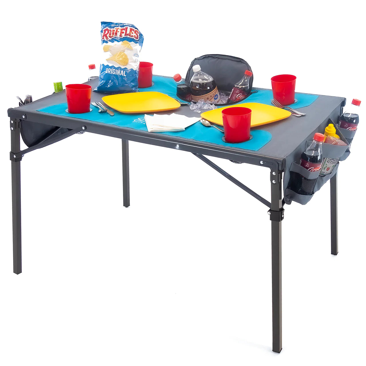 Portable Folding Wagon Cooler with Ice Box - Insulated Outdoor Picnic Table for Camping, Beach, Tailgating & Backyard Parties