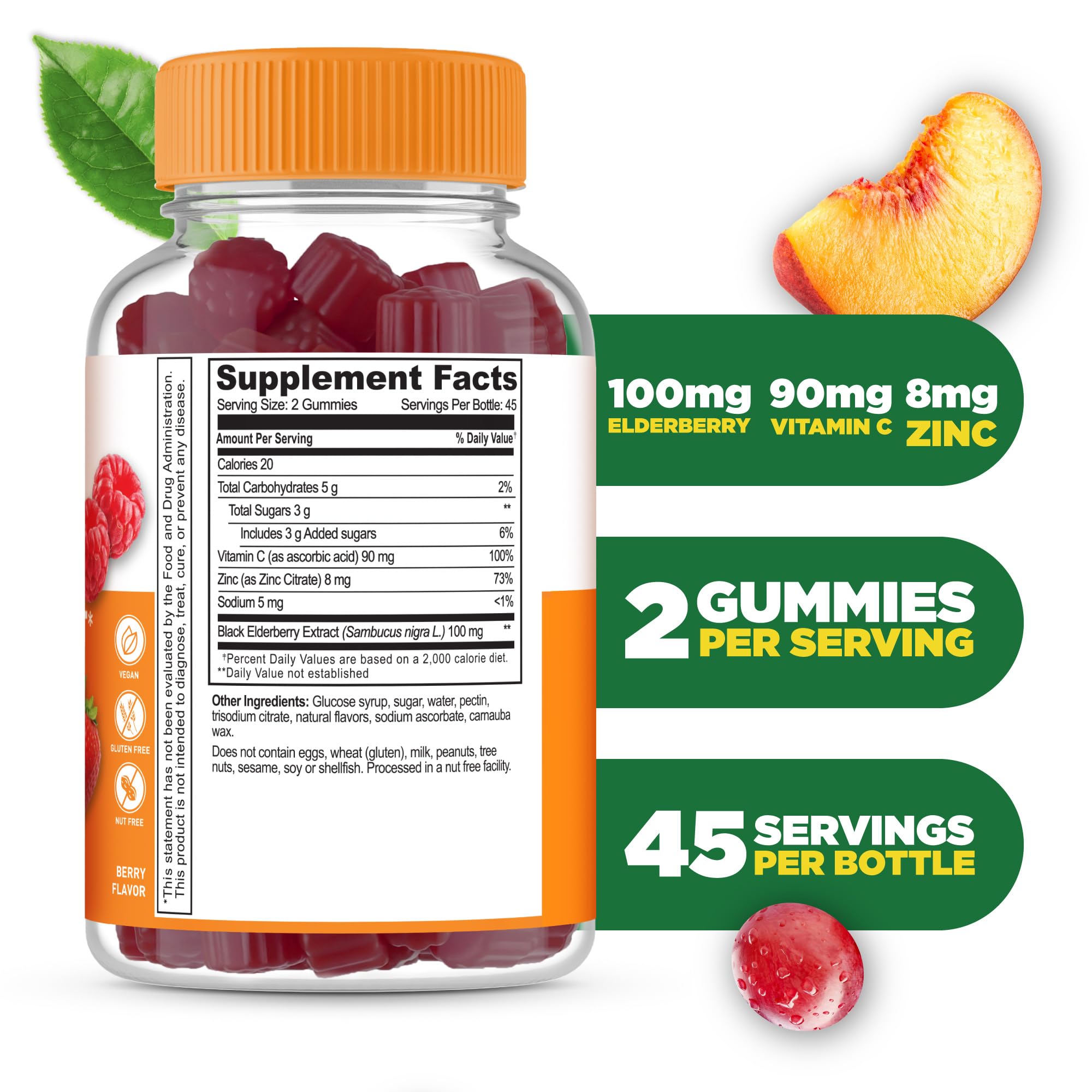 Lifeable Immune Support Gummies for Adults with Elderberry, Vitamin C & Zinc | Delicious Immunity Booster Supplement for Men & Women | 90-Count Berry Flavored Gummies | Perfect for Daily Wellness, Cold Season Defense & Travel Protection