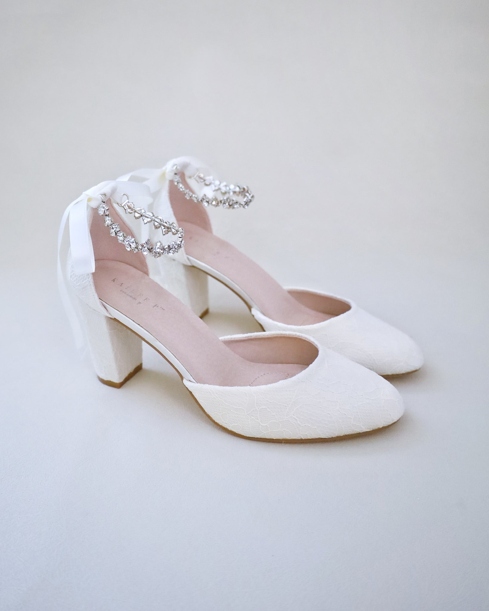 Elegant Lace Block Heel Sandals with Amaryllis Crystal Straps - Women's Dressy High Heels for Weddings, Parties & Special Occasions