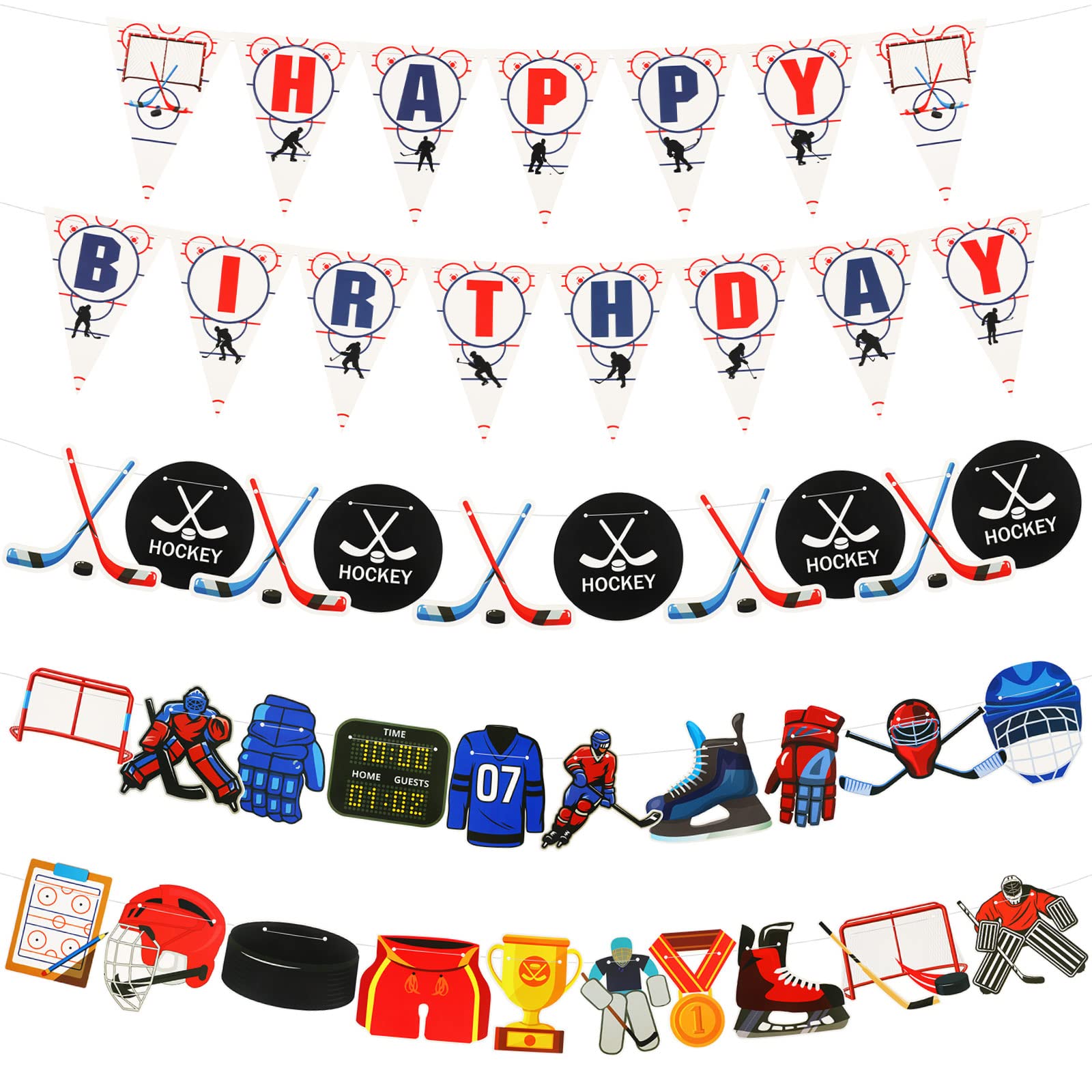 Outus 5-Piece Ice Hockey Birthday Banner Set - Hockey Party Decorations for Fans - Perfect for Birthday Parties, Sports Themed Events & Hockey Fan Celebrations
