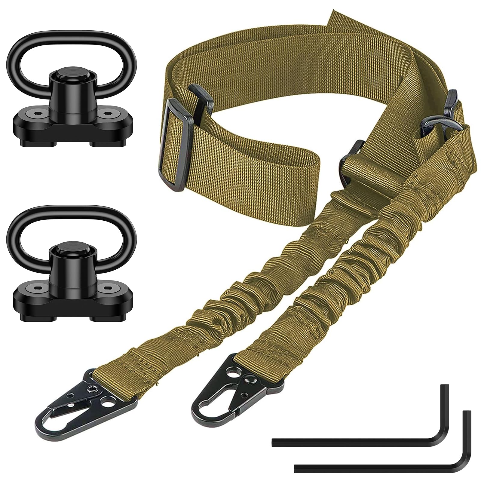 CVLIFE Adjustable 2-Point Rifle Sling with M-LOK Swivels - Tactical Gun Sling for Hunting, Shooting & Outdoor Activities - Fits AR-15, Shotguns & More (2-Pack Included)