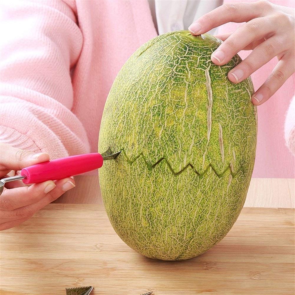 **DANDAN Watermelon Slicer & Fruit Platter Set - Carving Knife, Melon Spoon & Ice Cream Scoop - Kitchen Gadgets for Easy Fruit Cutting - Perfect for BBQs, Parties & Summer Snacks (Orange)**