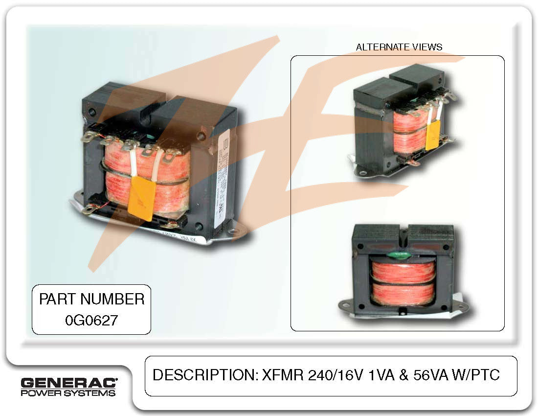 Generac 0G0627 Transformer 240V to 16V 1VA & 56VA - Power Supply for Home Appliances & Industrial Equipment