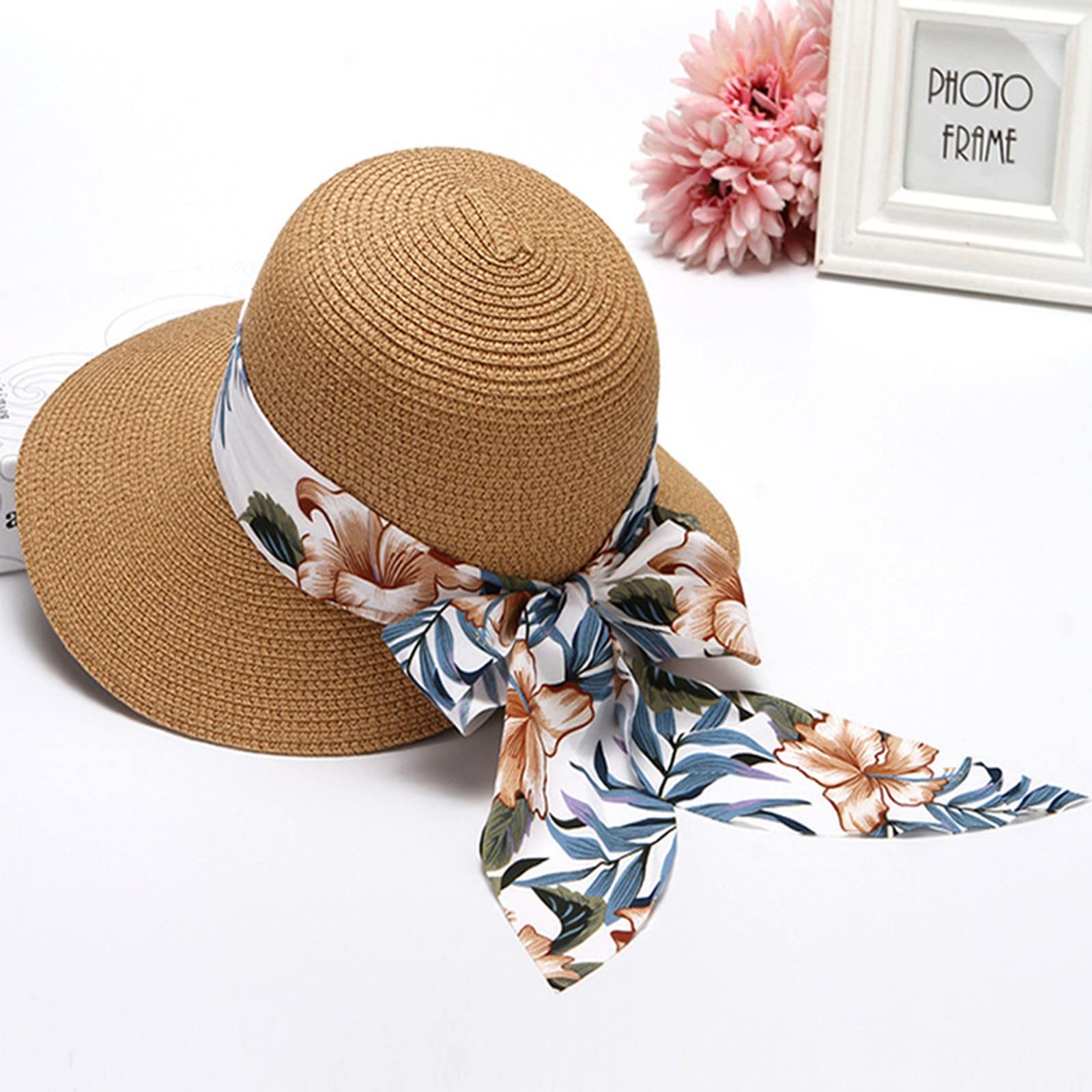 UPF 50+ Floppy Wide Brim Straw Sun Hat for Women - Foldable & Rollable Beach Hat with Sun Protection - Perfect for Summer Vacations, Pool Parties & Outdoor Activities