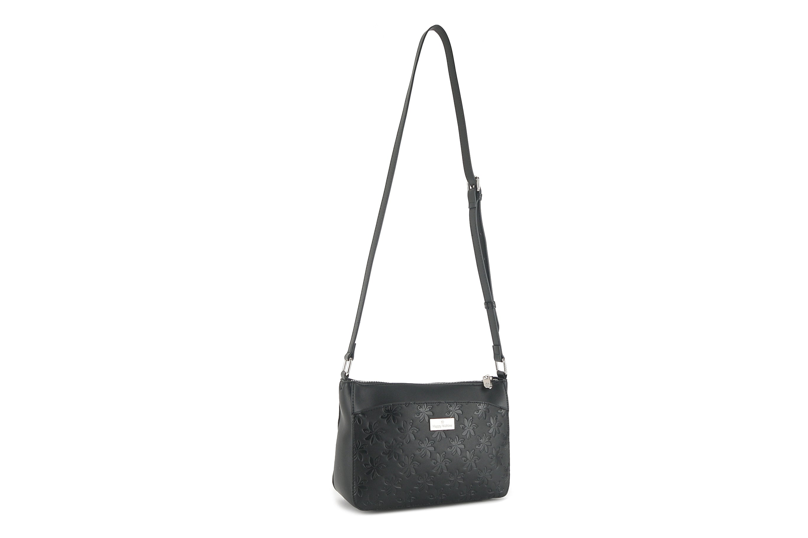 Brittney Tiare Embossed Black Crossbody Bag for Women - Stylish Leather Shoulder Purse for Daily Use, Travel & Shopping