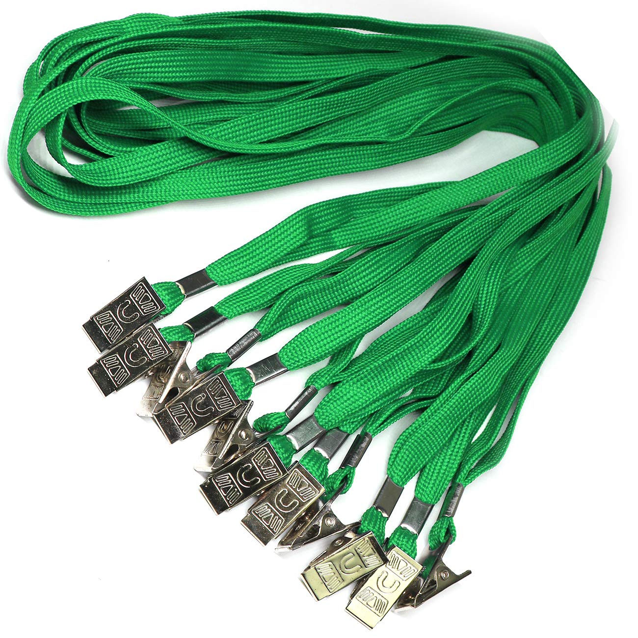 Beebel 50PCS 32-Inch Green Lanyards with Badge Clips for ID Cards & Events