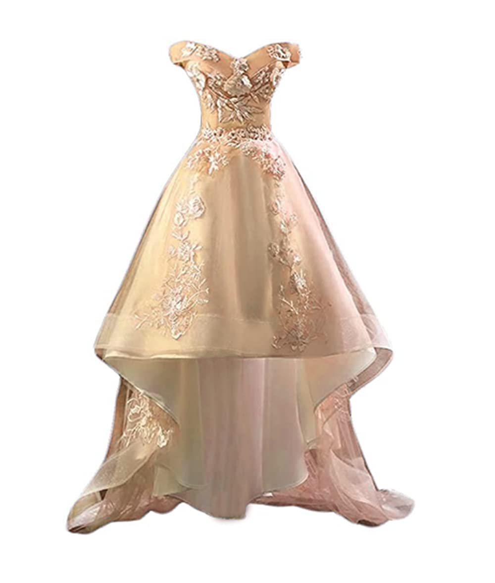 ANGELA Women's Off Shoulder High Low Prom Dress 2021 with Appliques - Elegant Homecoming Dress for Teens | Perfect for Prom, Party, and Special Occasions