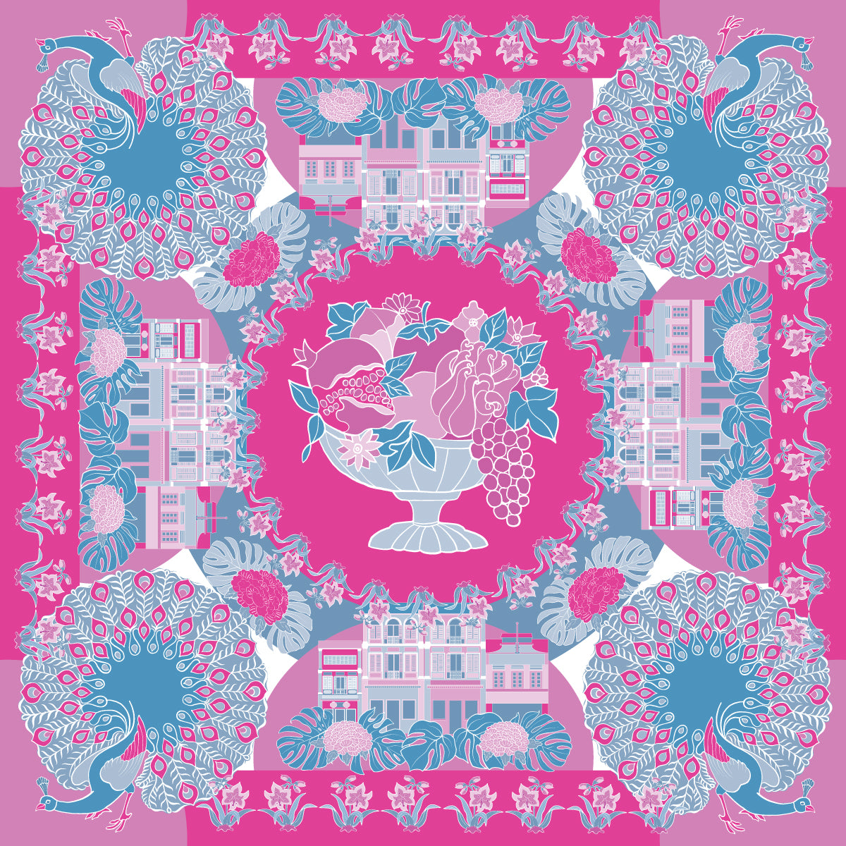 Luxury Lilac Silk Scarf - Premium Handmade Peranakan Inspired Fashion Accessory for Women, Elegant Gift for Special Occasions, Weddings & Evening Events