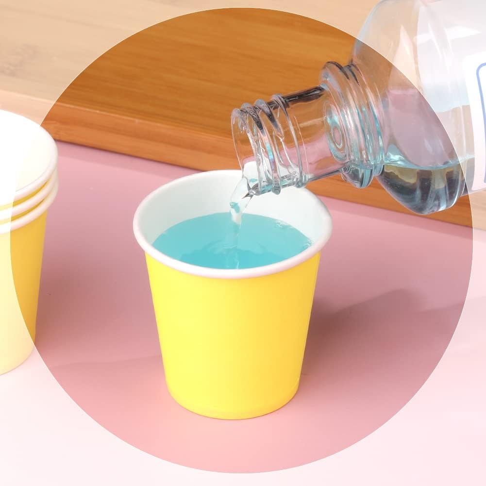 50 Pack 3 oz Disposable Paper Cups - Small Bathroom & Espresso Cups for Mouthwash, Snacks, Condos, RVs & Camping | Eco-Friendly & Convenient (Yellow)