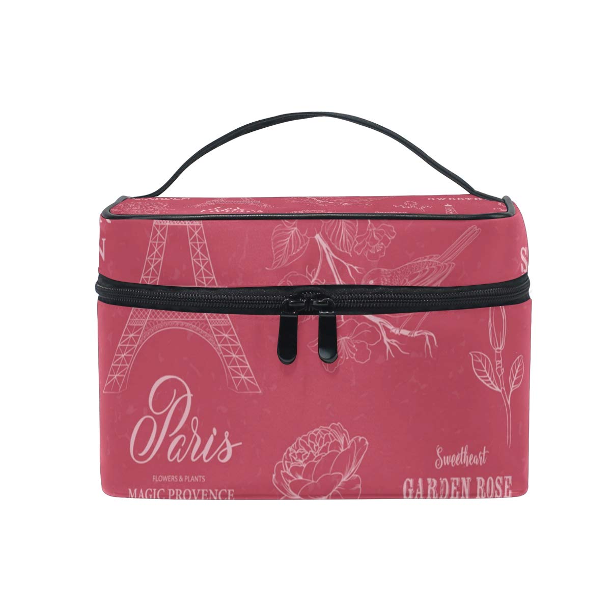 VIKKO Romantic Paris Pink Eiffel Tower Cosmetic Bag - Large Capacity Travel Makeup Organizer for Women & Girls | Perfect for Vacation, Bridal Shower Gift & Daily Beauty Storage