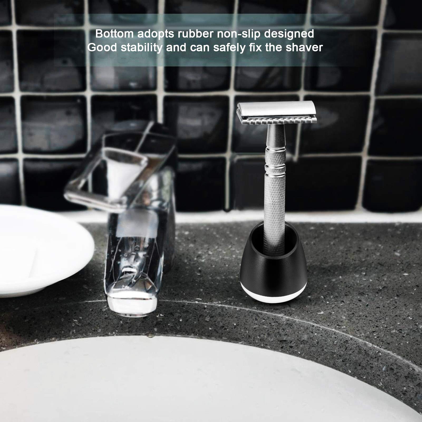 Premium Aluminum Razor Stand for Men - Durable Safety Shaver Holder & Beard Shaving Razor Organizer | Perfect for Bathroom Countertop, Travel & Grooming Station Accessories