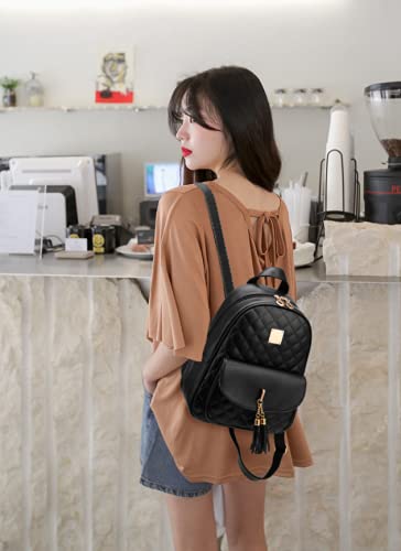 Cute Mini Leather Backpack Purse for Women - 2-PCS Fashion Backpack with Bowknot (White) for School & Travel