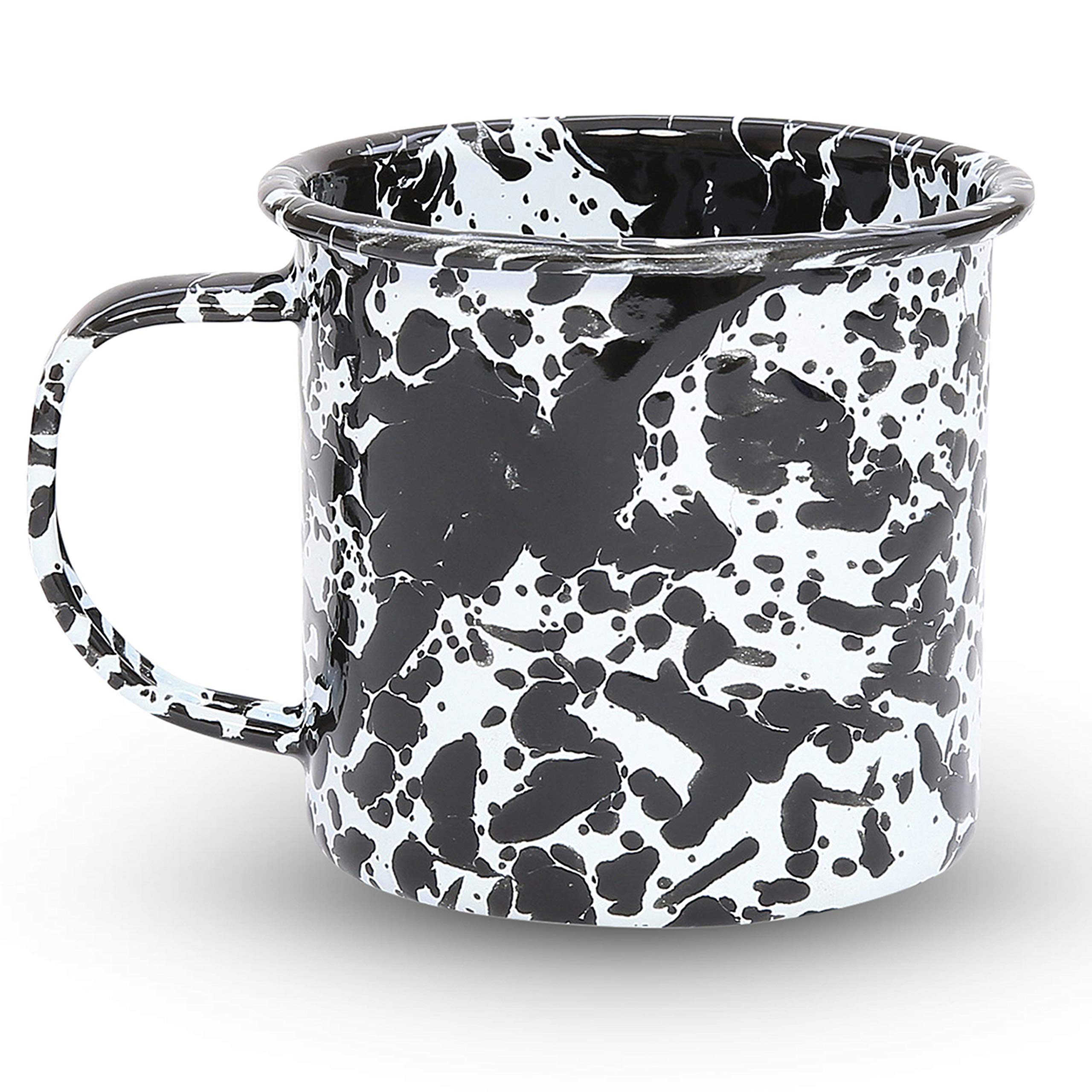 16-Piece Enamelware Starter Set - Black & White Splatter Design - Durable Kitchenware for Camping, Picnics & Outdoor Dining