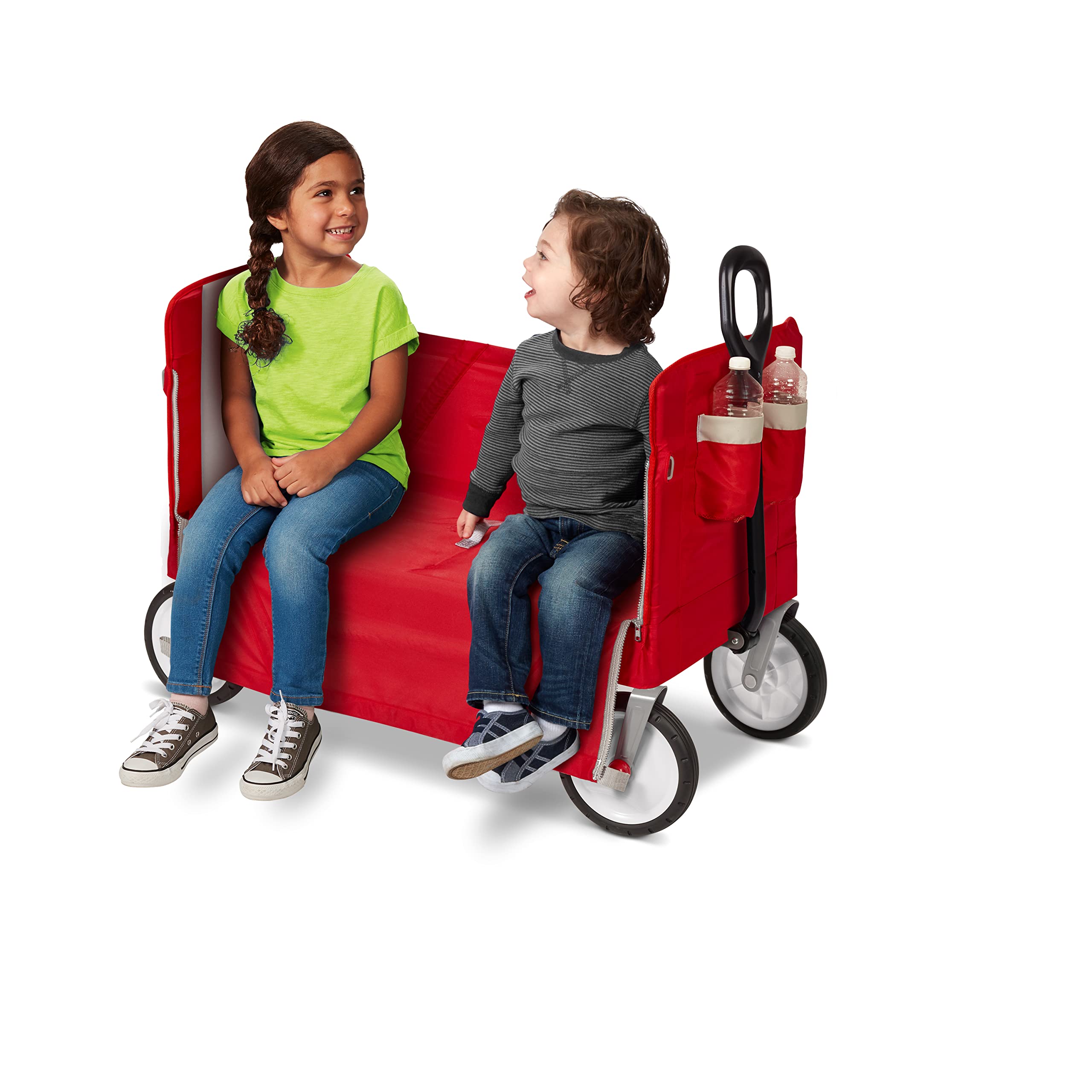 Radio Flyer 3-in-1 EZ Fold Wagon - Red Collapsible Wagon for Kids, Cargo & Garden | Foldable Utility Wagon for Outdoor, Beach, Camping & Grocery Shopping