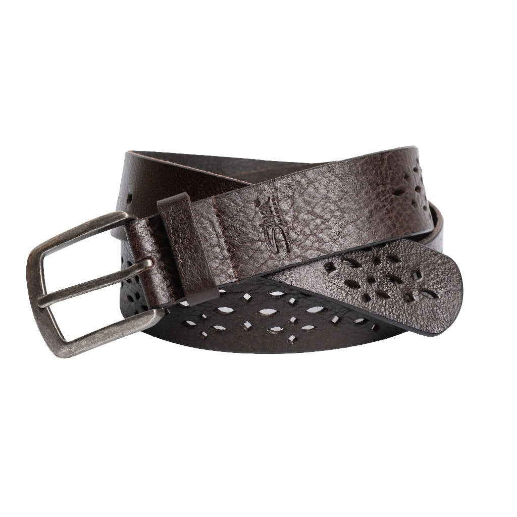 Silver Jeans Co. 40mm Genuine Leather Belt with Perforated Design - Stylish & Durable Men's Fashion Accessory for Casual & Business Wear