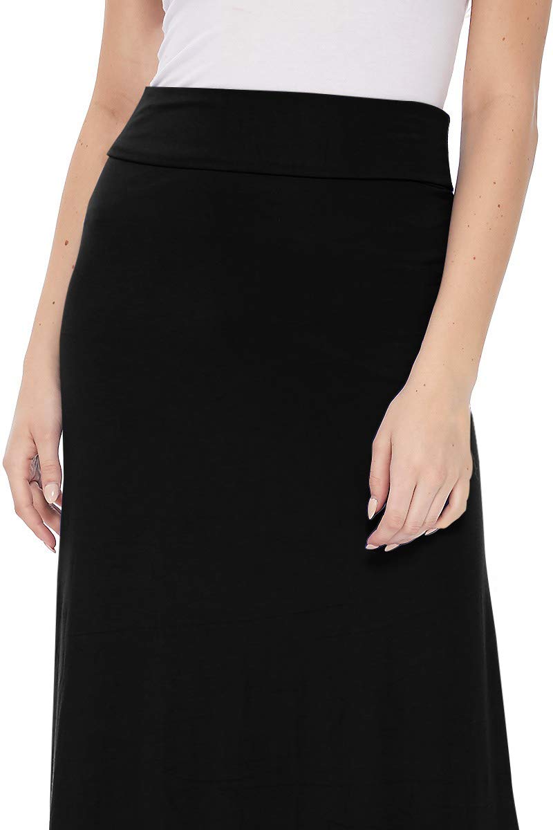 FashionJOA Women's High Waist Foldable Waistband Maxi Skirt - Comfortable Loose Fit Solid Casual Skirt for Women (Sizes S-3XL) | Perfect for Beach, Vacation, and Everyday Wear