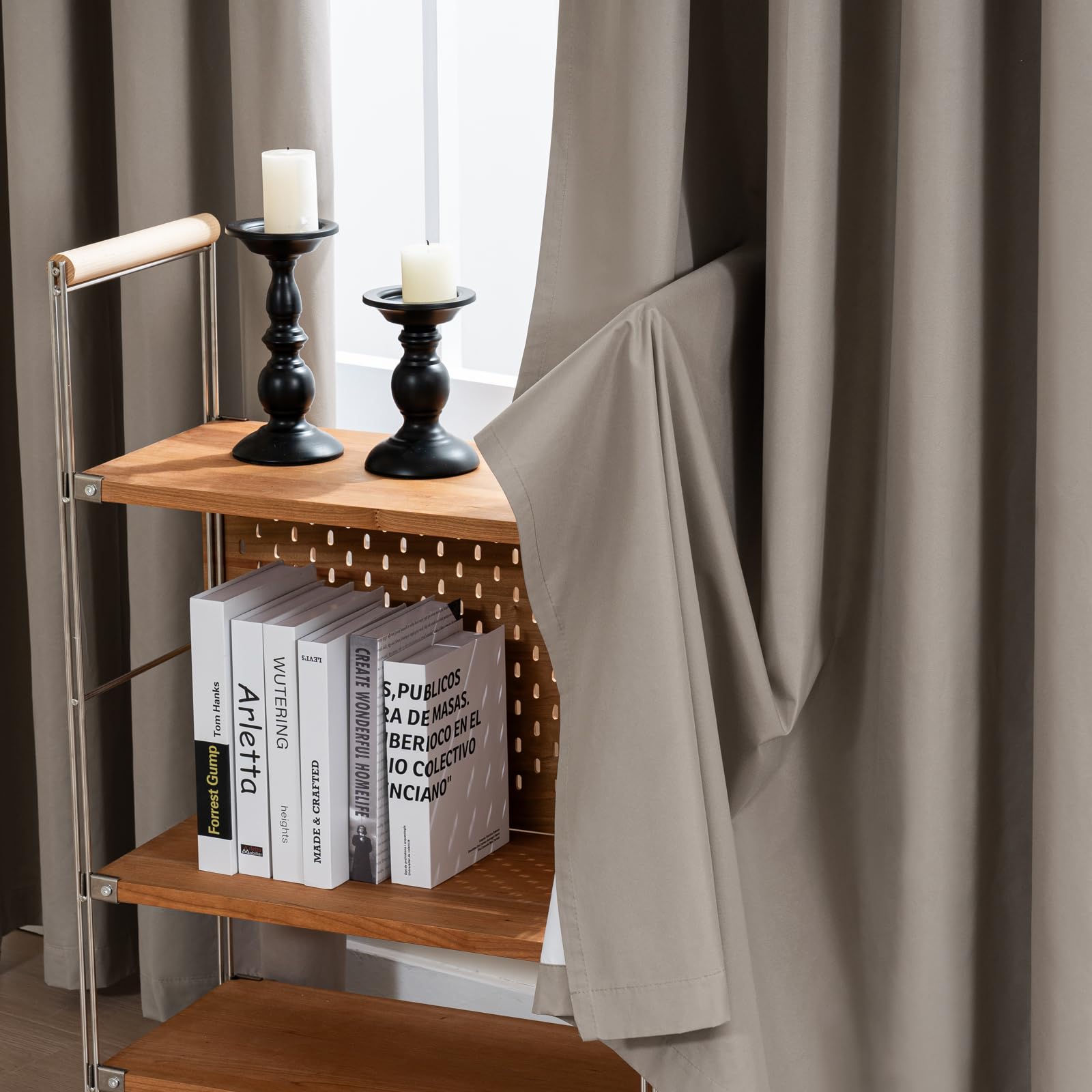H.VERSAILTEX 100% Blackout Curtains 54 Inches Long - Light Blocking Thermal Insulated Drapes with White Liner for Small Windows, Soundproof Window Treatment Panels with Rod Pocket (Taupe, 2 Panels, 52