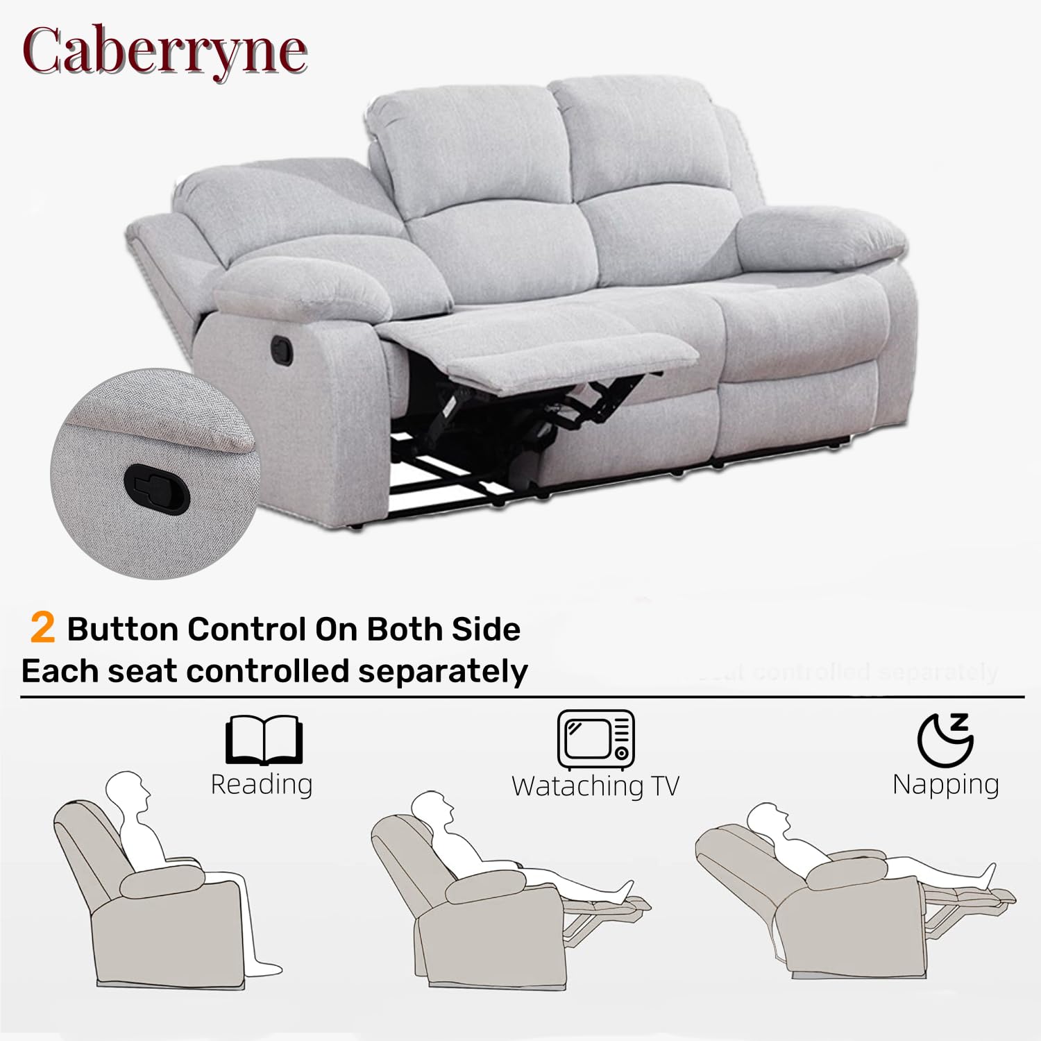 Comfortable Fabric Recliner Sofa for Living Room - Grey Wall Hugger Reclining Couch with Cup Holder - Perfect for Home, Office & Theater Seating - Modern Living Room Furniture Set